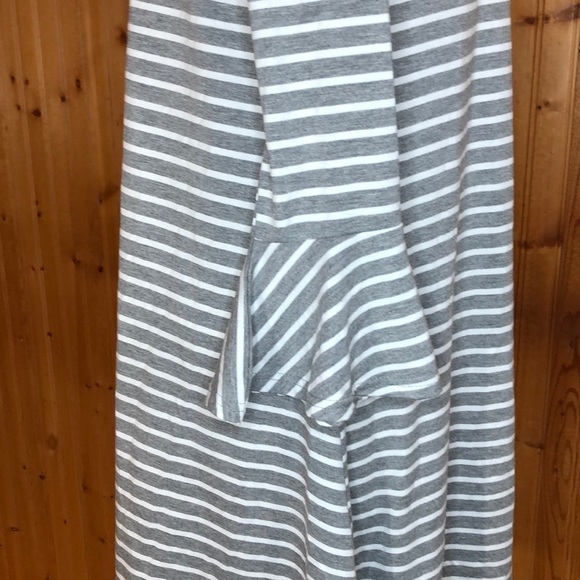 NWT Thyme & Honey Gray Striped Bell Sleeve Dress - Picture 6 of 14